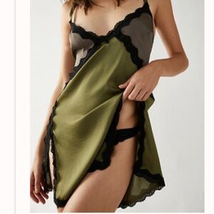 Free People On The Rise Mini Slip (Green Combo)